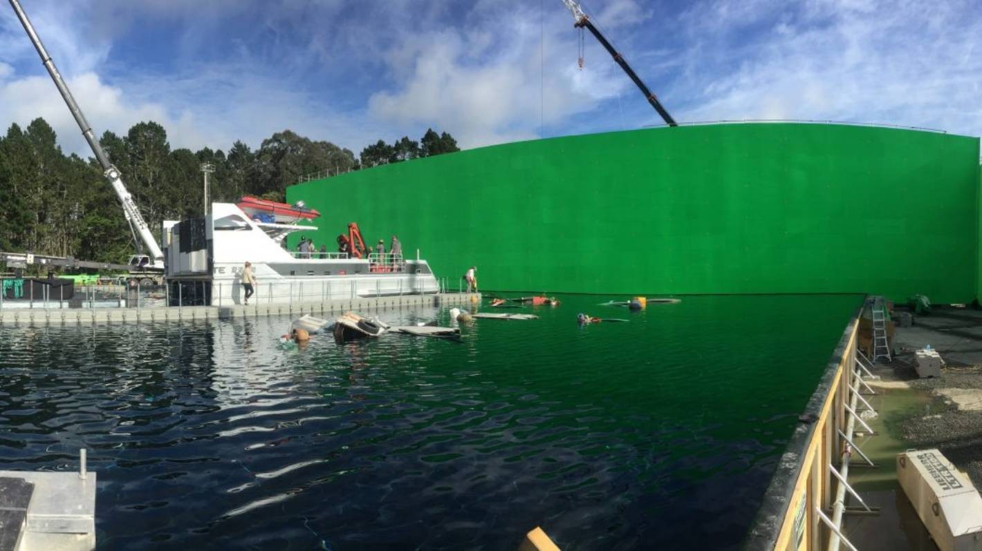 Behind the scenes of The Meg, sourced from stuff.co.nz. Royal Wolf containers were used behind the green screen.