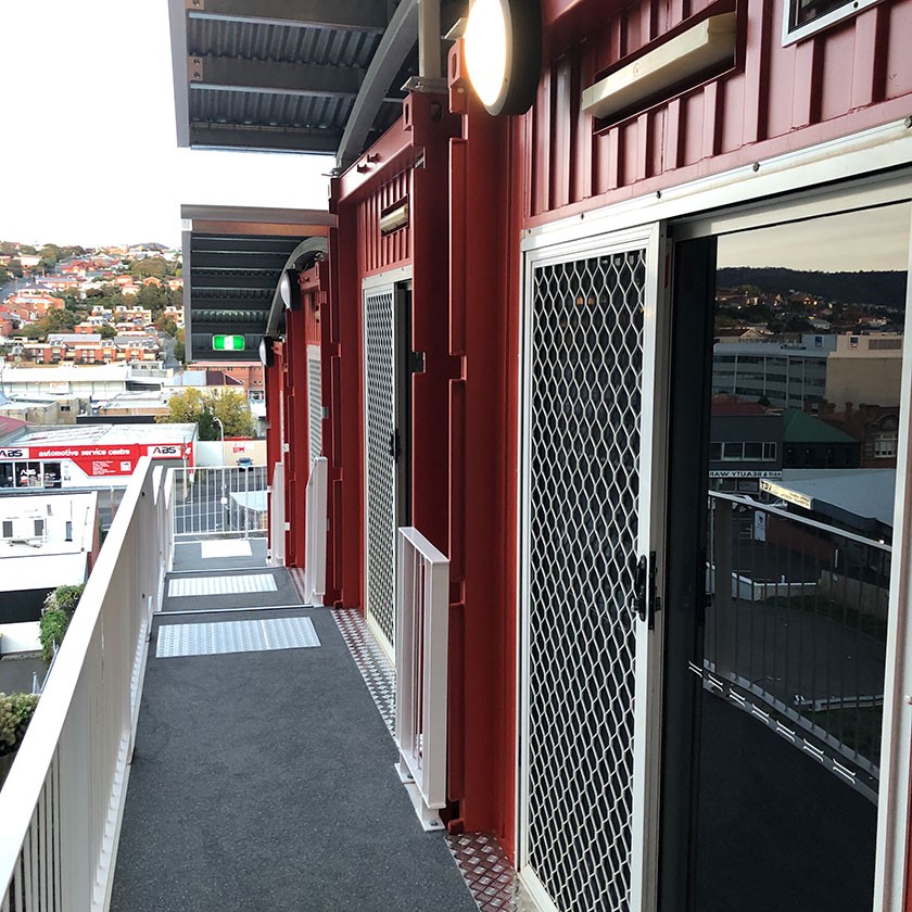 The men’s pods were installed at Bethlehem House in April, 2020. Photo: Royal Wolf